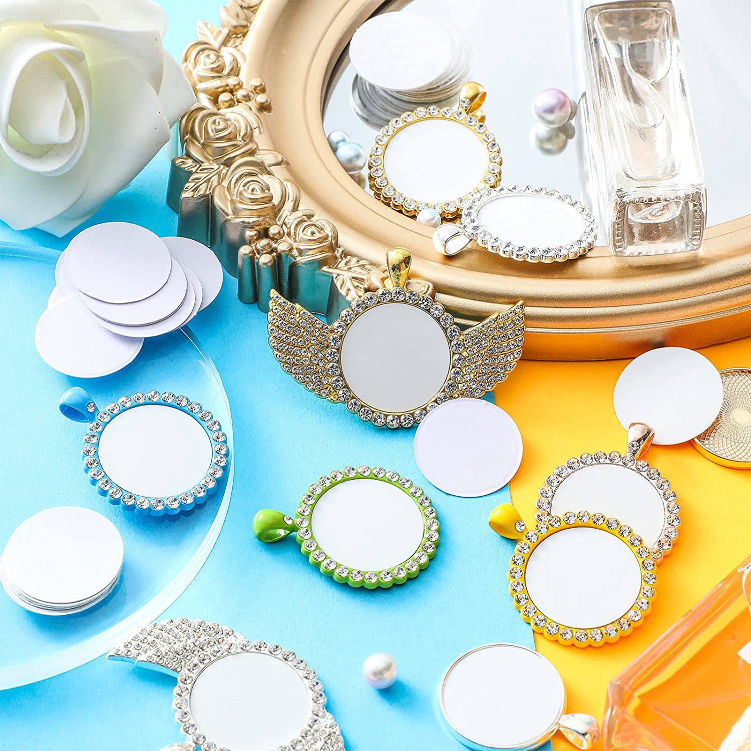 AT35-التسامي ملصقات الألومنيوم - مراجعة Bezels Set Pendant وسعره