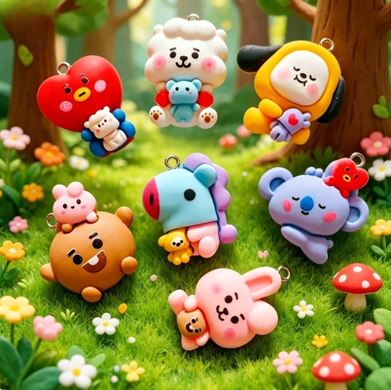 7 قطع من إكسسوارات BT21 الكرتو - مراجعة Resin Crafts Diy وسعره