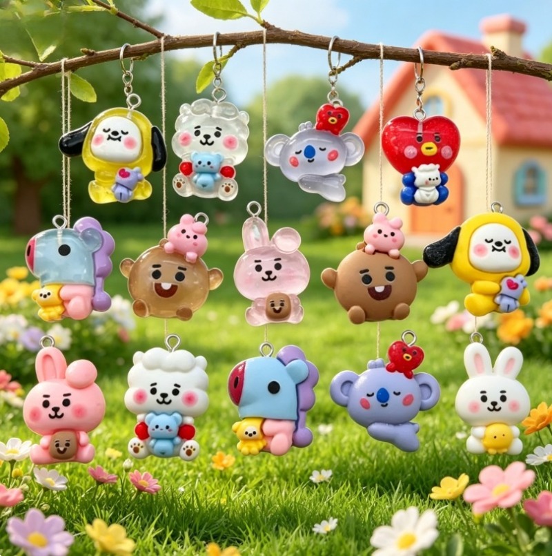 7 قطع من إكسسوارات BT21 الكرتو - مراجعة Resin Crafts Diy وسعره